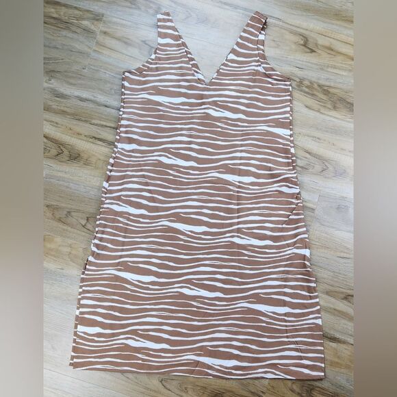 🔹️NWT A New Day Tan & Cream Zebra Print Sleeveless Slip Dress XLarge - Picture 5 of 12